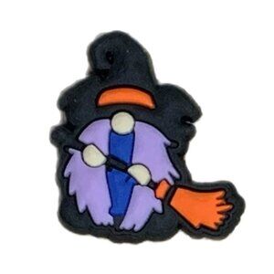 Halloween Gnome Witch Hat Wizard Broom Croc Charm Purple Blue Orange Black